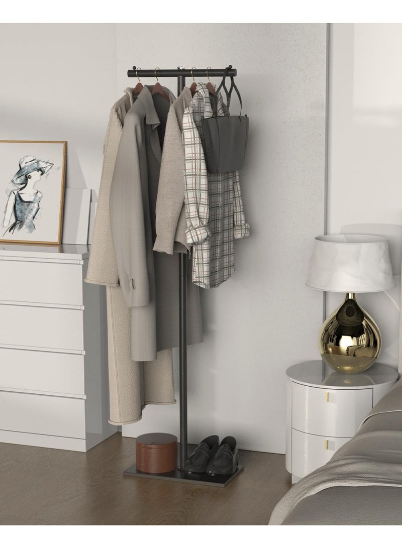 Metal Coat Racks Freestanding with Crossbar and 2 Hooks, Modern Coat Hanger with Marble Base, T Shaped Coat Stand for Entryway, Bedroom, Living Room, Office - Image 2